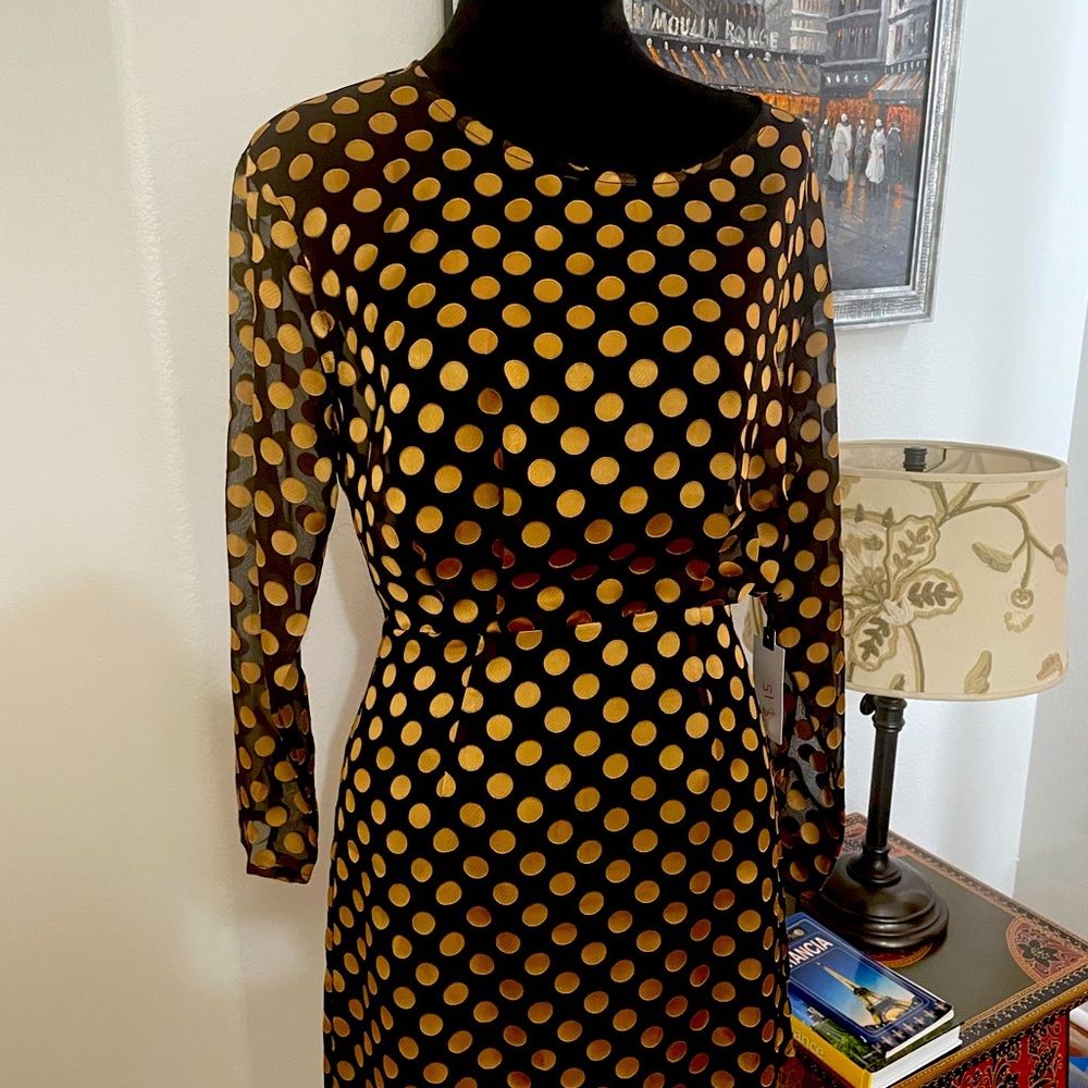 ASTR the label Winnie Dress with gold polka dots size: M new
